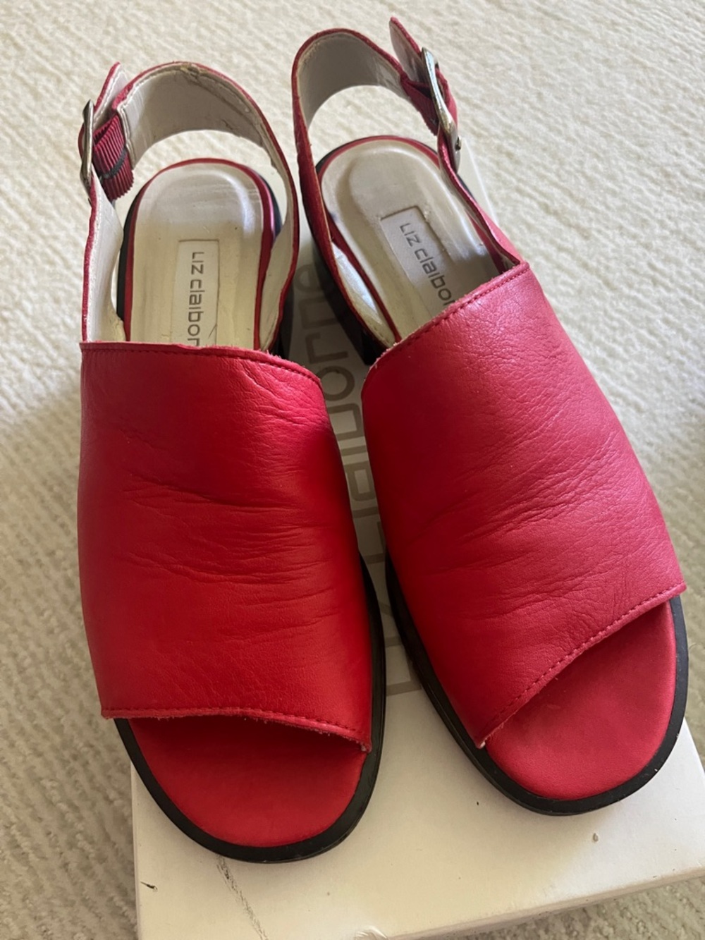 Liz Claiborne Red Open-Toe Slingback Sandals